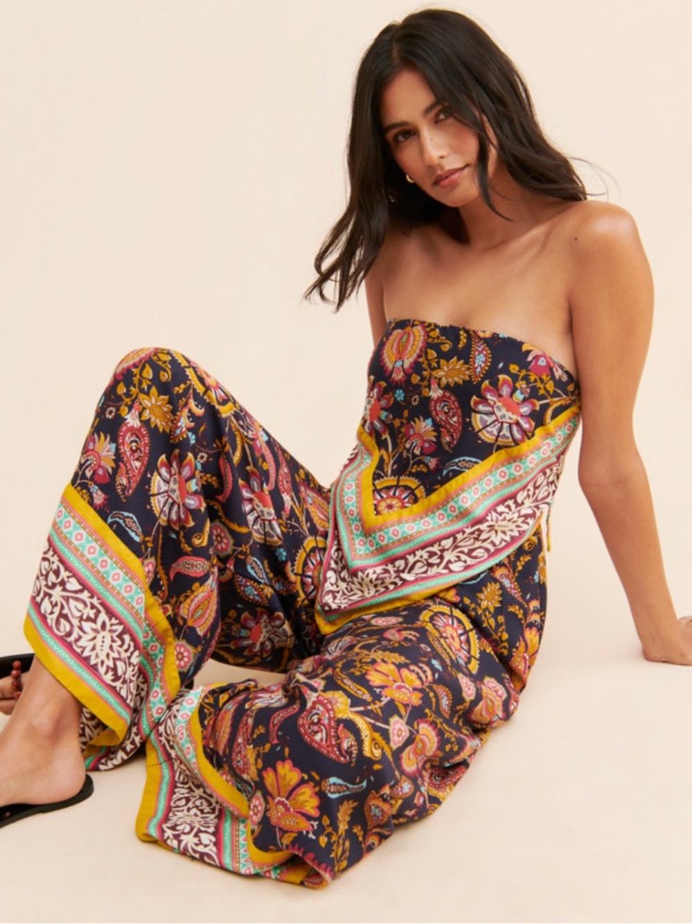 Scarf-Print Jumpsuit
By Anthopologie
NWOT
Color- Navy Print